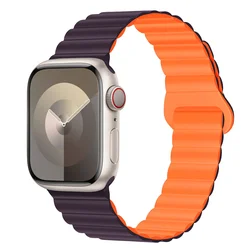 Magnetic Silicone Loop Bracelet - 49mm 44mm 45mm 46mm (Berry Purple orange)