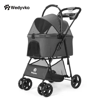 Wedyvko Luxury Detachable Pet Stroller Light Cup Holder Design Four-wheeled Universal Wheel Dog Cart Outdoor Travel Carrying Bag 1