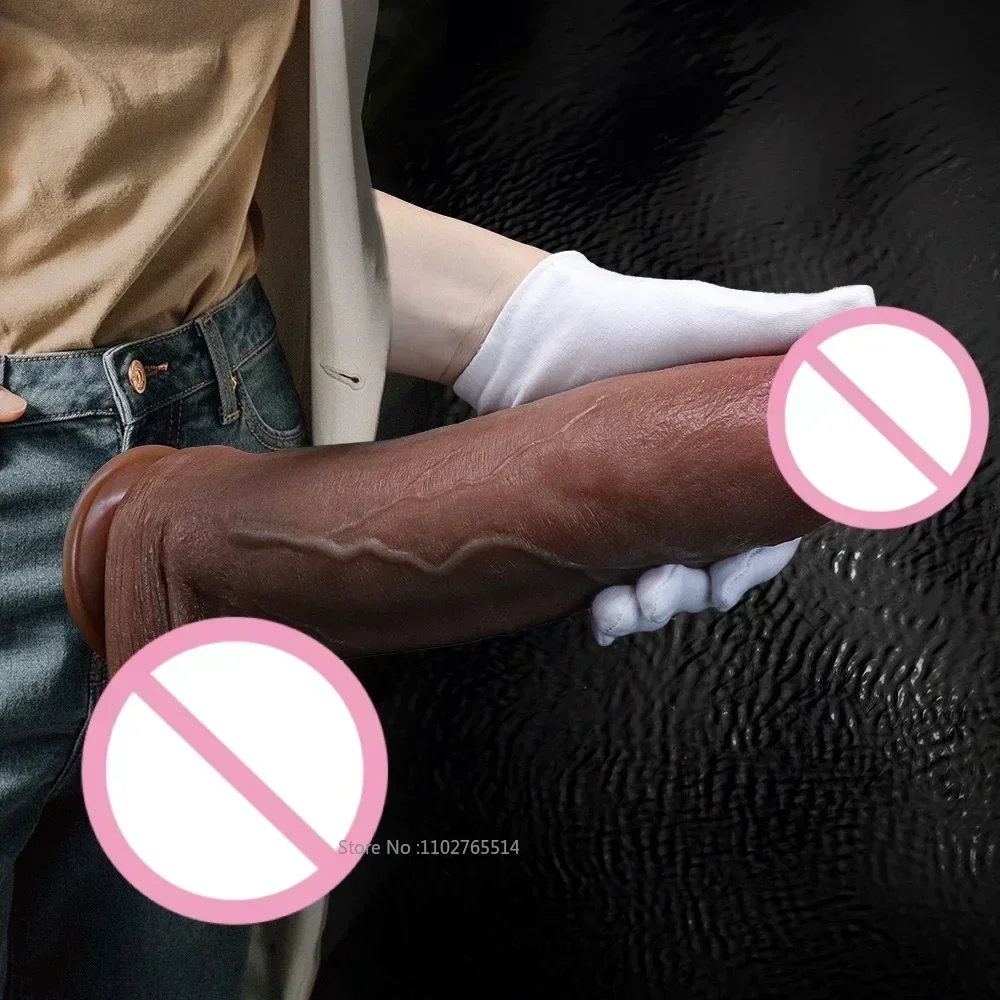 34CM Long Super Fat Dildo Realistic Silicone Penis Huge Anal Dildo Suction Cup Big Cock Men's/women's Masturbation Tool Anal Toy