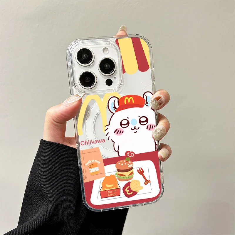 Transparent Silicone Wireless Charging Case with C-Chiikawas Hachiware Design