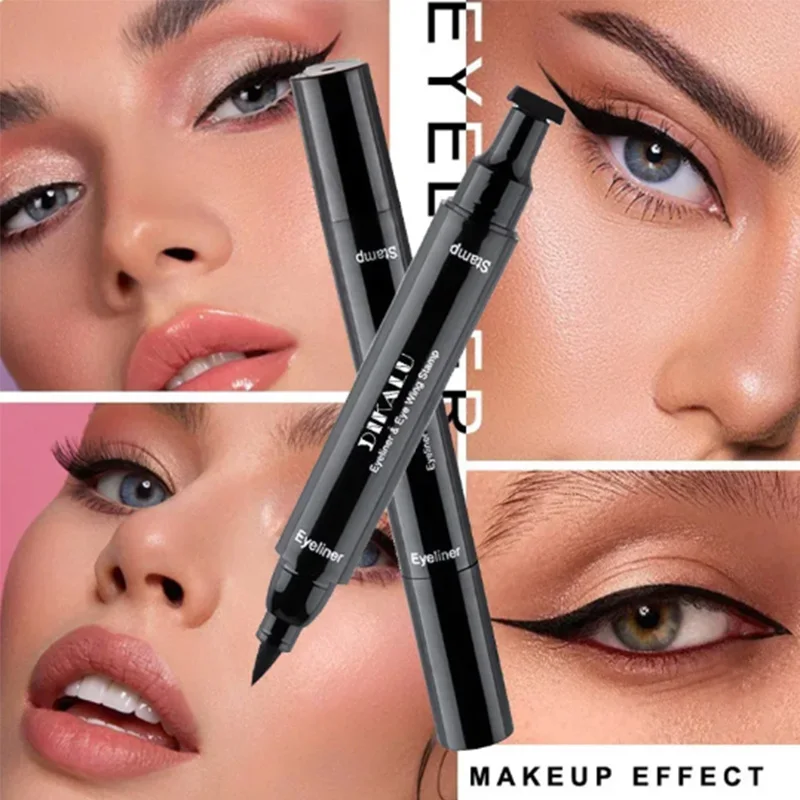 Double-ended Quick-drying Eyeliner Pen Triangular Stamp Brush 2 In 1 Waterproof Lasting Non-smudge Liquid Eyeliner Hot Cosmetic 6