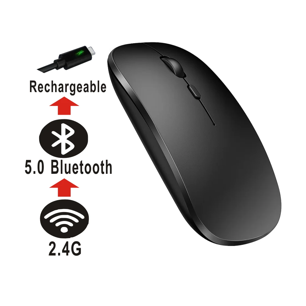 รูปสินค้า เมาส์ไร้สาย 2 โหมด บลูทูธ+USB ปรับ DPI สำหรับเกมเมอร์และแล็ปท็อป