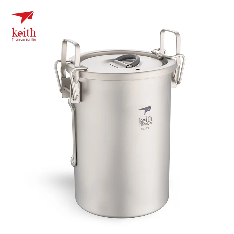 Keith Ti6300 Outdoor Camping Multifunctional Rice Cooker Travel Picnic Cooking Pot Pure Titanium Cookware Set