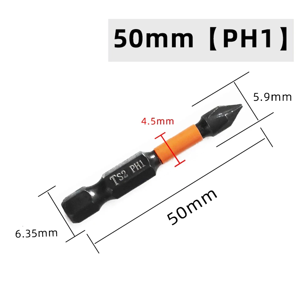 

1pcs 50mm Screwdriver Bit Alloy Steel Magnetic Batch Head Electric Screwdriver Hex Shank Hand Tools PH1 PH2 PH3 PHZ1 PZ2 PZ3