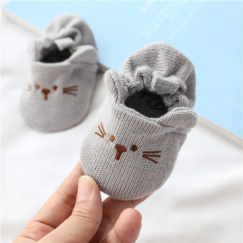 

Toddler Girl Knitted Shoes First Walkers Snow Boots Newborn Baby Autumn Winter Cotton Warm Soft Sole Plush Prewalker 0-18Months