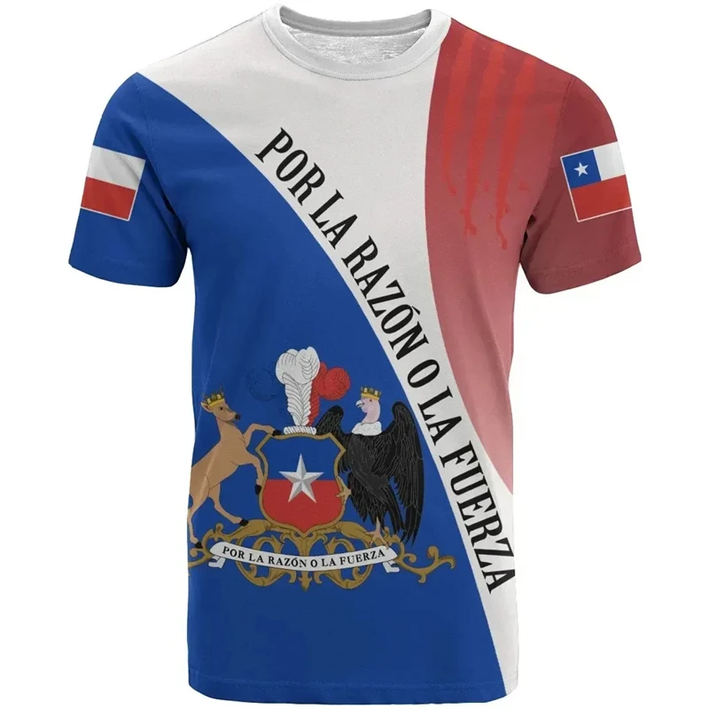 

Chile National Emblem Flag 3D Print T Shirt For Men Summer O-Neck Short Sleeve Oversized Tops 2024 Casual T-shirts Streetwear