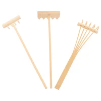 3 Pcs Zen Garden Sand Rake Tabletop Rakes Feng Shui Decor Accessories Plant Meditation Mini Wooden Office Model Kit 1
