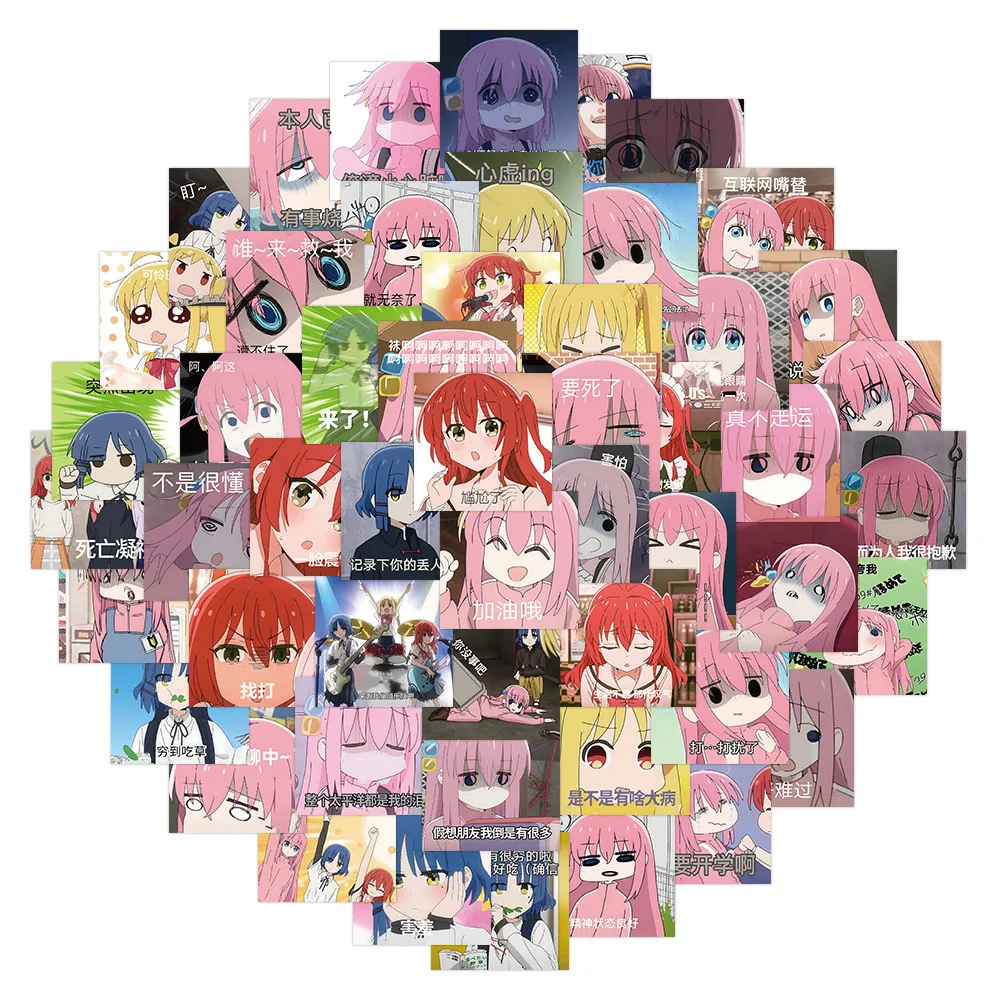 

60Pcs Kawaii BOCCHI THE ROCK! Наклейки в стиле аниме для выражения детских фотографий, DIY Наклейка на бутылку с водой для ноутбука, багажа, милые наклейки для девочек