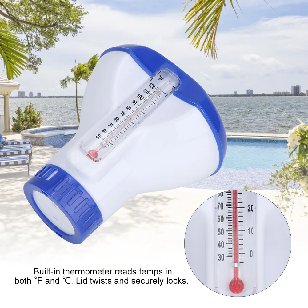 Chlorine Dispenser Floating Swimming Pool Chemical Chlorine Dispenser Thermometer Tablet Holders Floating Tablet pool chlorine dispenser