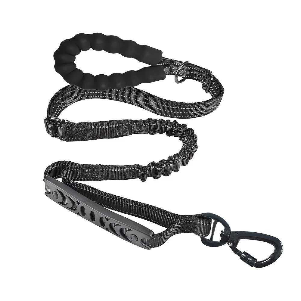 Taktische Hundeleine Heavy Duty für Mittelgroße und Große Hunde Starke Bungee Anti-Zug-Leine mit Gepolstertem Doppelgriff und Autosicherheitsgurt