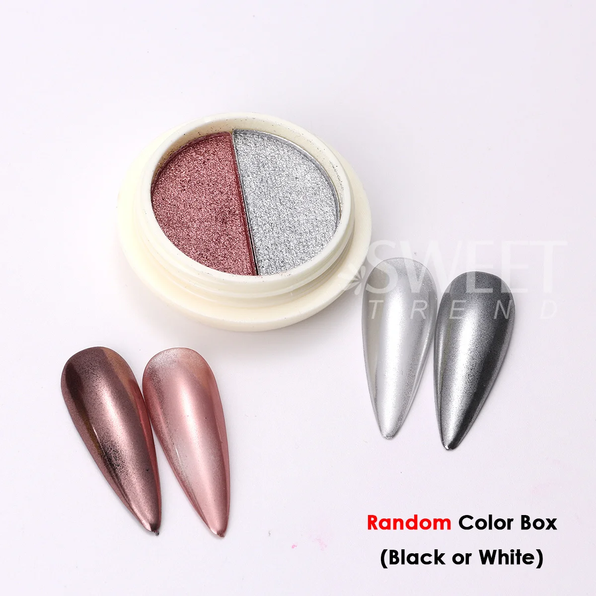 Double-color Chrome Solid Nail Glitter Pink Silver Classic Metallic Mirror Rubbing Dust DIY Gradient Effect Flash Manicure Decor