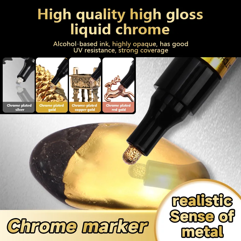 Electroplating Mirror Paint Pen Hand-repair Chrome-plated Metal Waterproof Tire Ceramic Touch-up Paint 1mm 2mm 3mm paint marker pen markers pen paint pen marker pens art marker pen