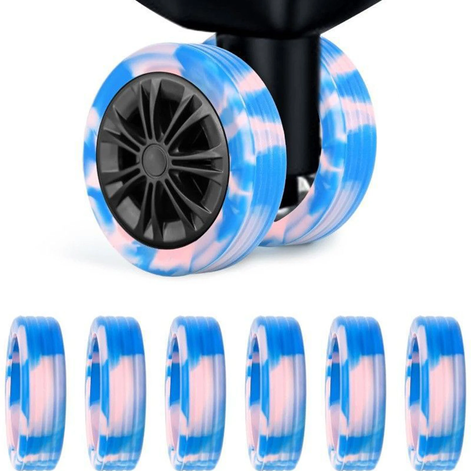 Wheels Protector Colorful Roller Protective Sleeve Luggage Wheels Silicone Caster Travel Suitcase Reduce Noise Cover Parts Kits