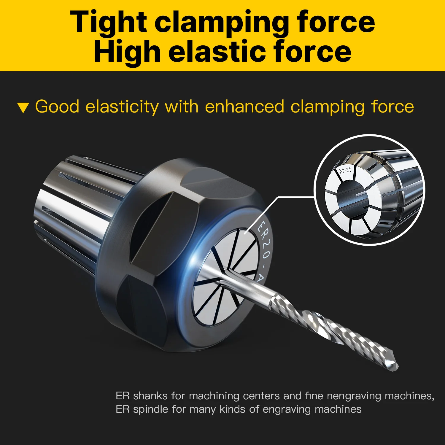 Spring Collet Collet Chuck Spring Collet Chuck Engraving Collet Chuck 1PC Spring Collet ER20 ER25 ER32 High Precision 0.007mm Collet Chuck CNC Machining Center CNC Engraving Lathe Mill Tool