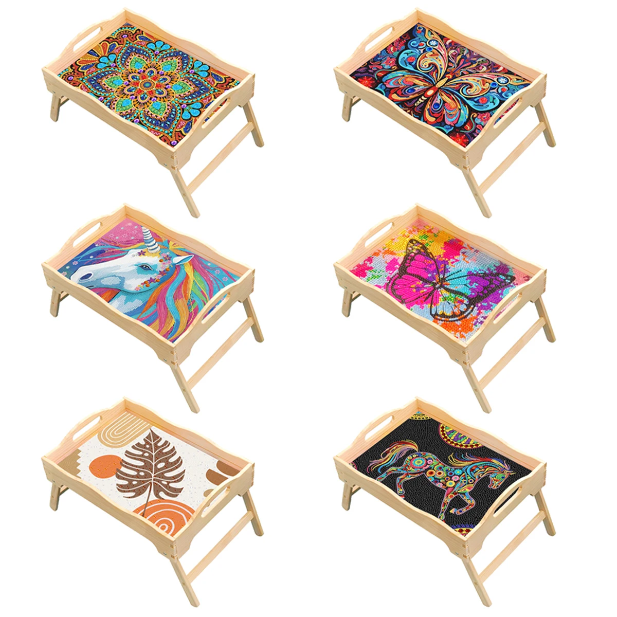 

New DIY Diamond Painting Dining Plate with Stand Mandala Flower Butterfly Dining Table Food End Plate Kitchen Convenient Plate