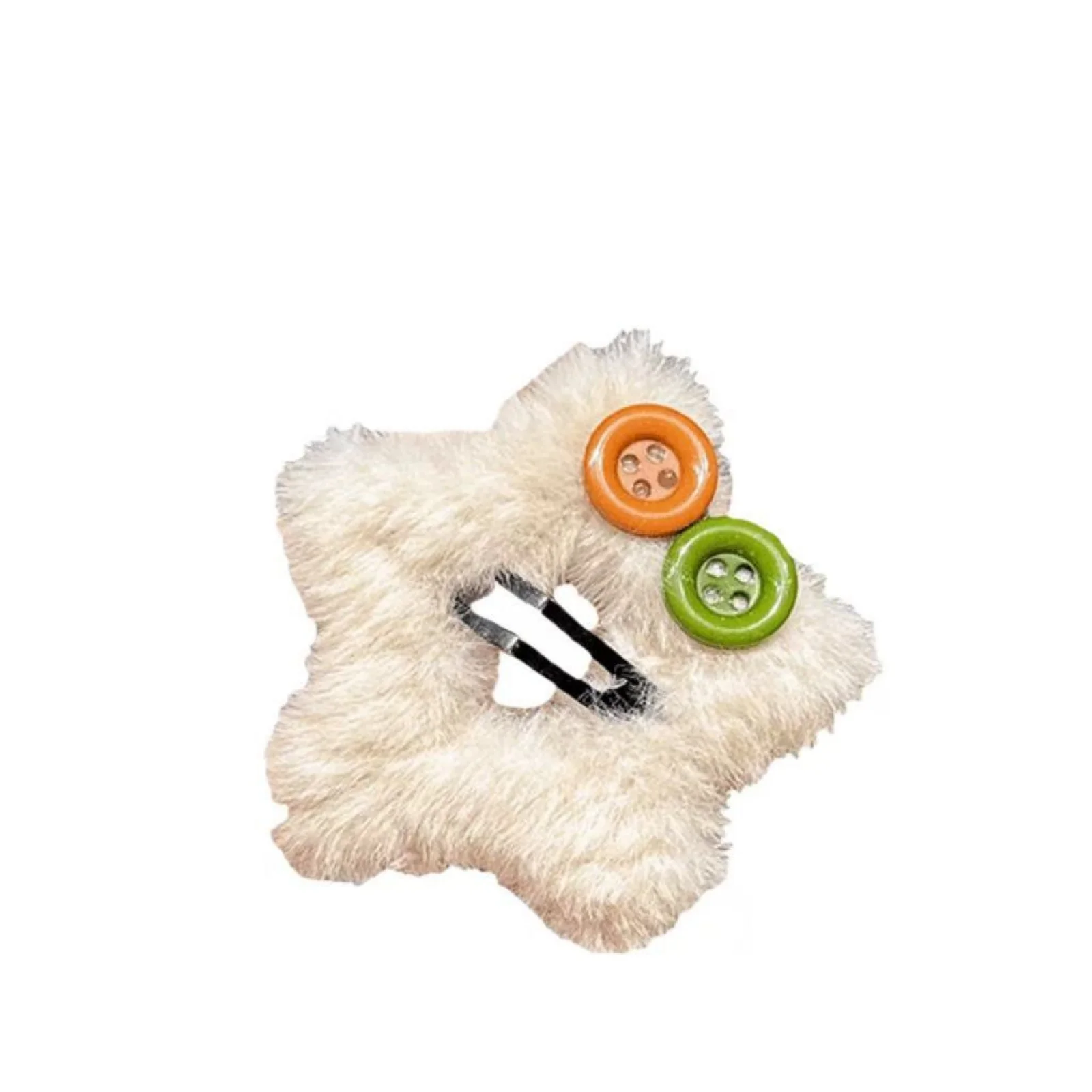 3PCS Fuzzy Bear Shape Hair Clips, Colorful Button Decor Hair Accessories,Soft Fluffy Winter Hair Barrettes,Cute Daily Hair Decor