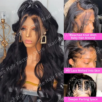 13X4 13X6 Hd Body Wave Lace Front Human Hair Wigs Brazilian Pre Plucked Remy 30 40 Inch Transparent Lace Frontal Wigs for Women 1