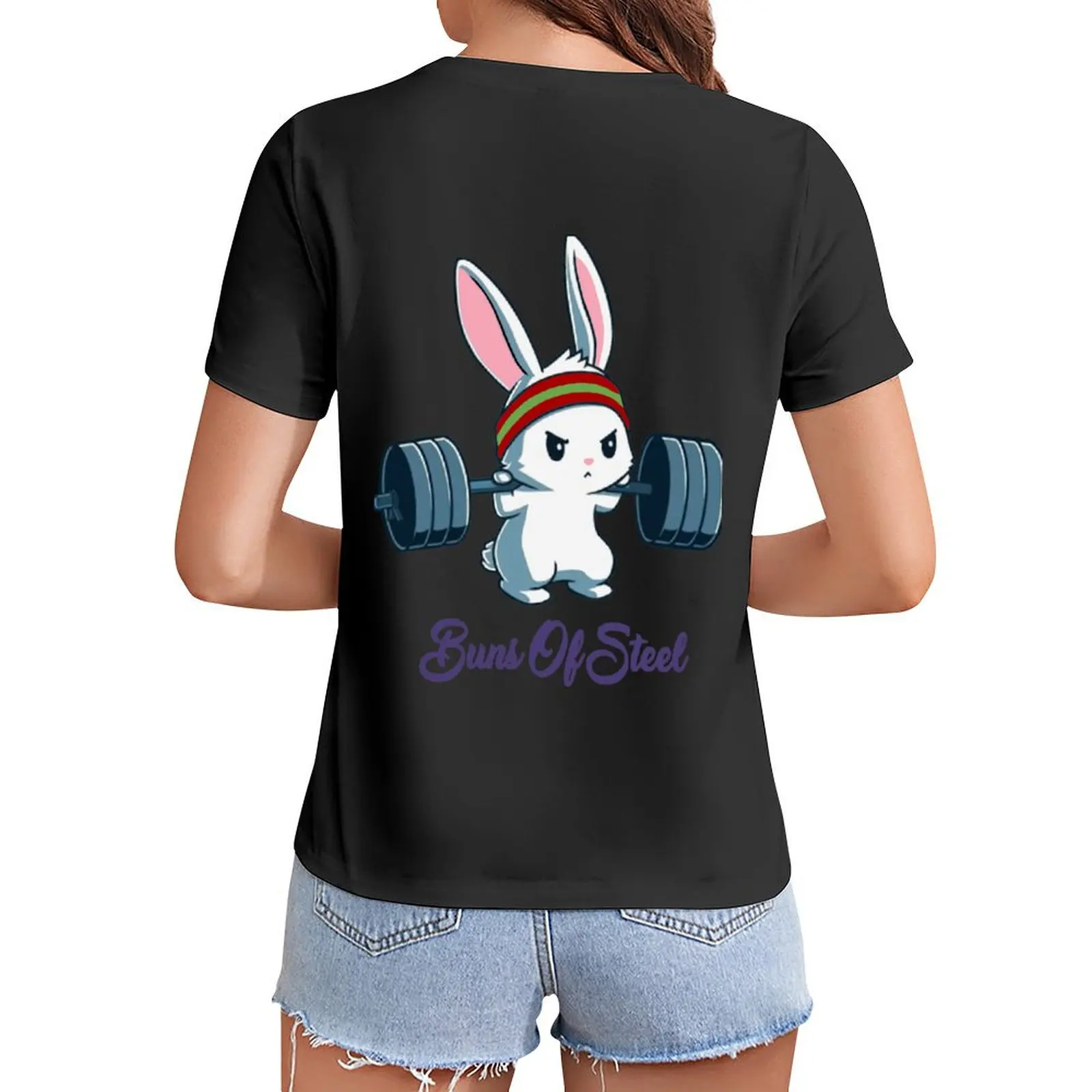 

Buns Of Steel Fitness Rabbit Bunny Lover Gym Workout T-Shirt plus sizes plus size tops workout shirts for Women