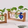 Retro Glass Plant Propagation Station with Wooden Frame – Heart-Shaped Hydroponic Vase for Indoor Plants, Desk & Home Decor 1