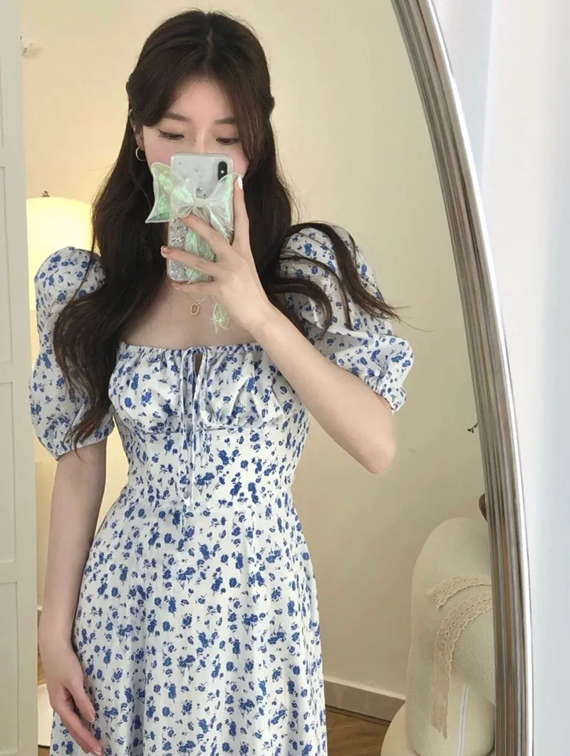 Short Sleeve Long Printed Floral Dresses for Woman