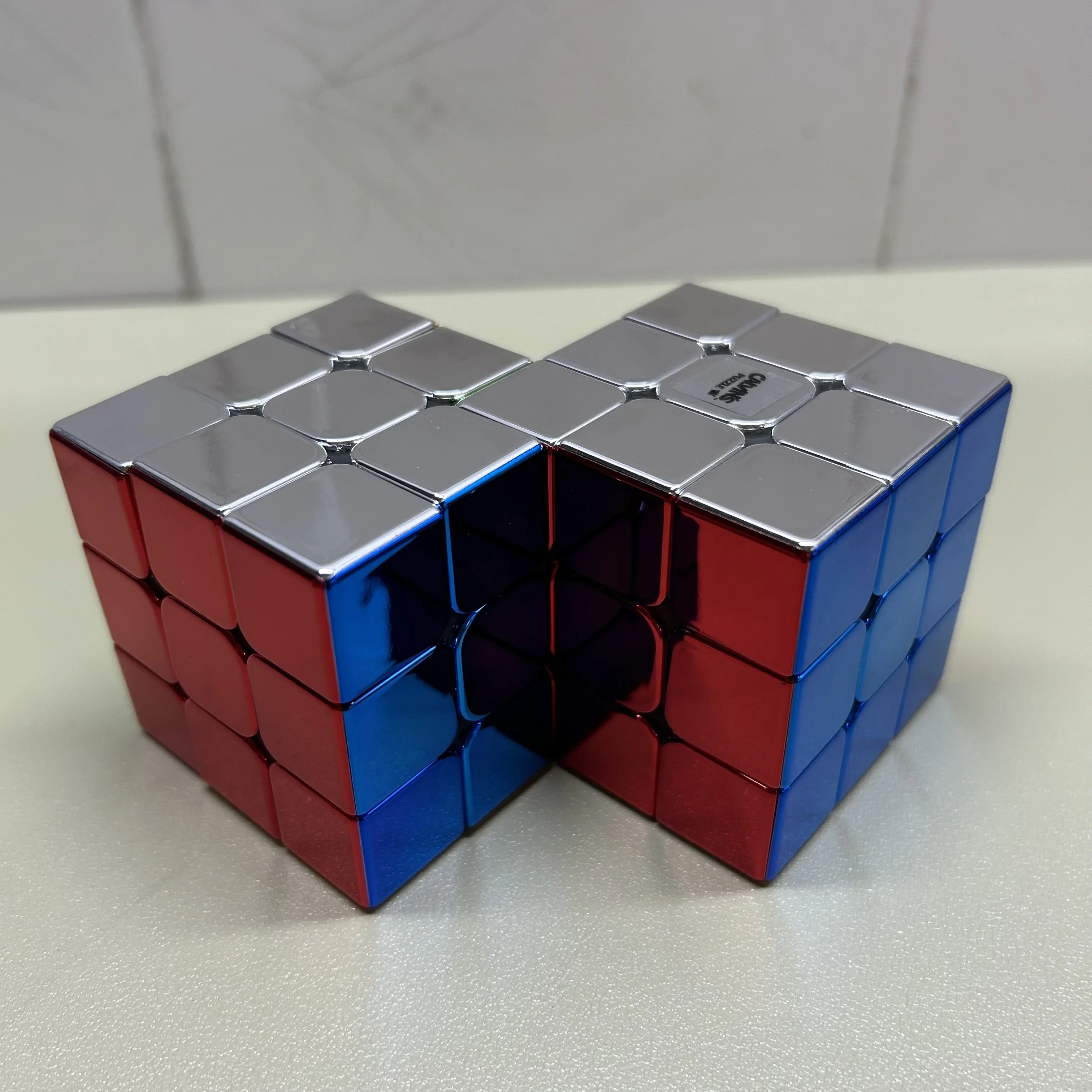 캘빈의 퍼즐 3x3x3 큐브 결합 큐브 3x3 더블 큐브 버전 III 금속 스티커 없음(융합) 어린이 교육 장난감