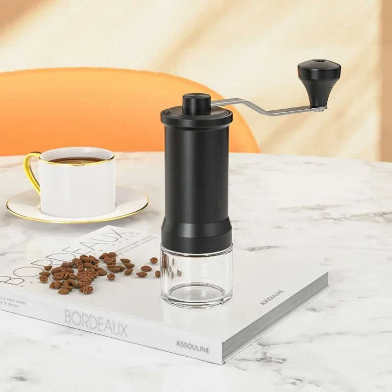 Manual Coffee Grinder Household Hand-Cranked Bean Grinder Ceramic Grinding Core Portable Small Coffee Tools with Cleaning Brush