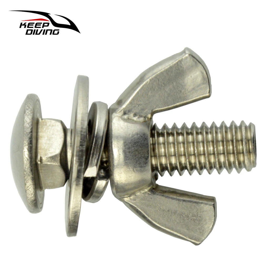 KEEP DIVING 2PCS 316 Stainless Steel Butterfly Screw Bolts and Wing Nuts for Backplate Scuba Diving BCD Accessories SSA-LSM830 4