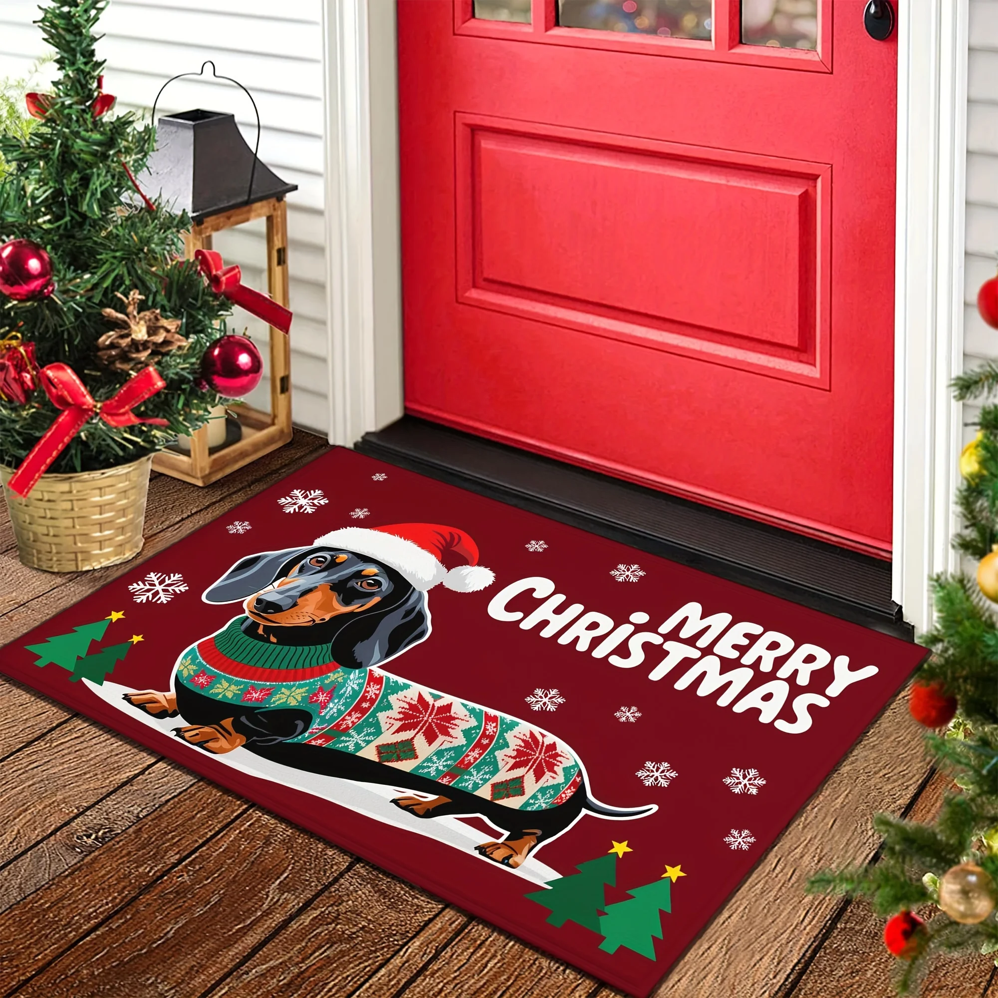 Christmas Dachshund Welcome Mat 5