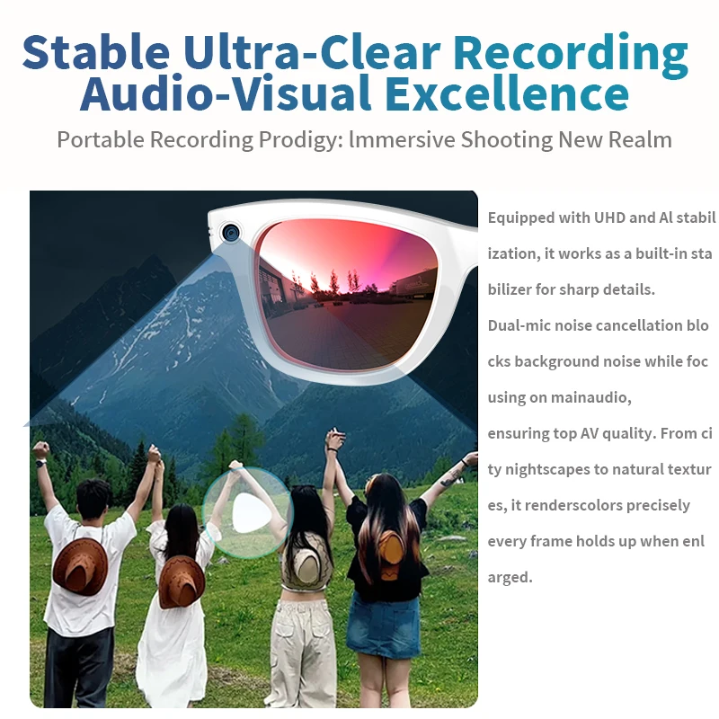 LIGE 4K 800W Pixel Smart Glasses AI Translation Glasses Photography Video Record Bluetooth Call Music Playback Voice Wake Up New