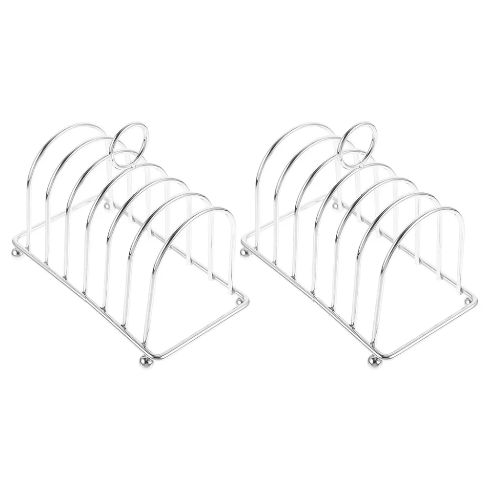 

2 Pcs Stainless Steel Toast Rack Kitchen Holder Countertop Bread Home Display Shelves Metal Desktop Storage Stand