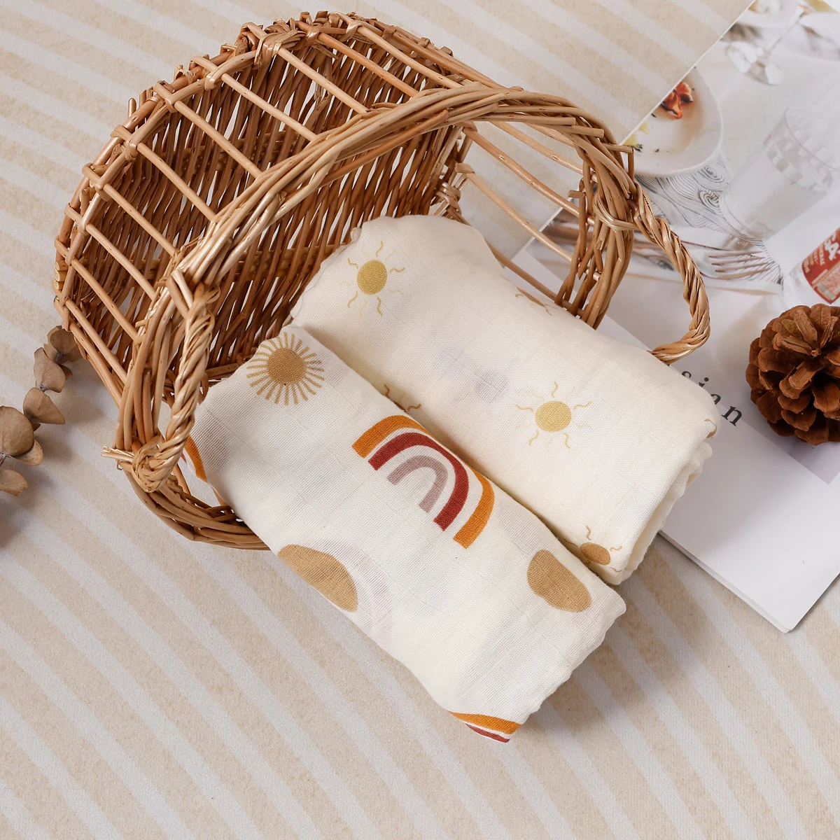 Elinfant Multi-functional Cotton/Bamboo Cotton Muslin Swaddle Blanket For Bath Receiving Photography cotton swaddle