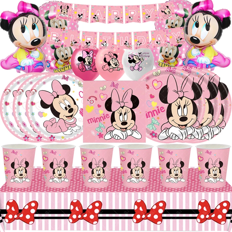 Helderheid dronken totaal Disney Minnie Mouse Party Decoratie Ballonnen Minnie Papieren Borden Cups  Servetten Baby Shower Meisjes Verjaardag Feestartikelen| | - AliExpress