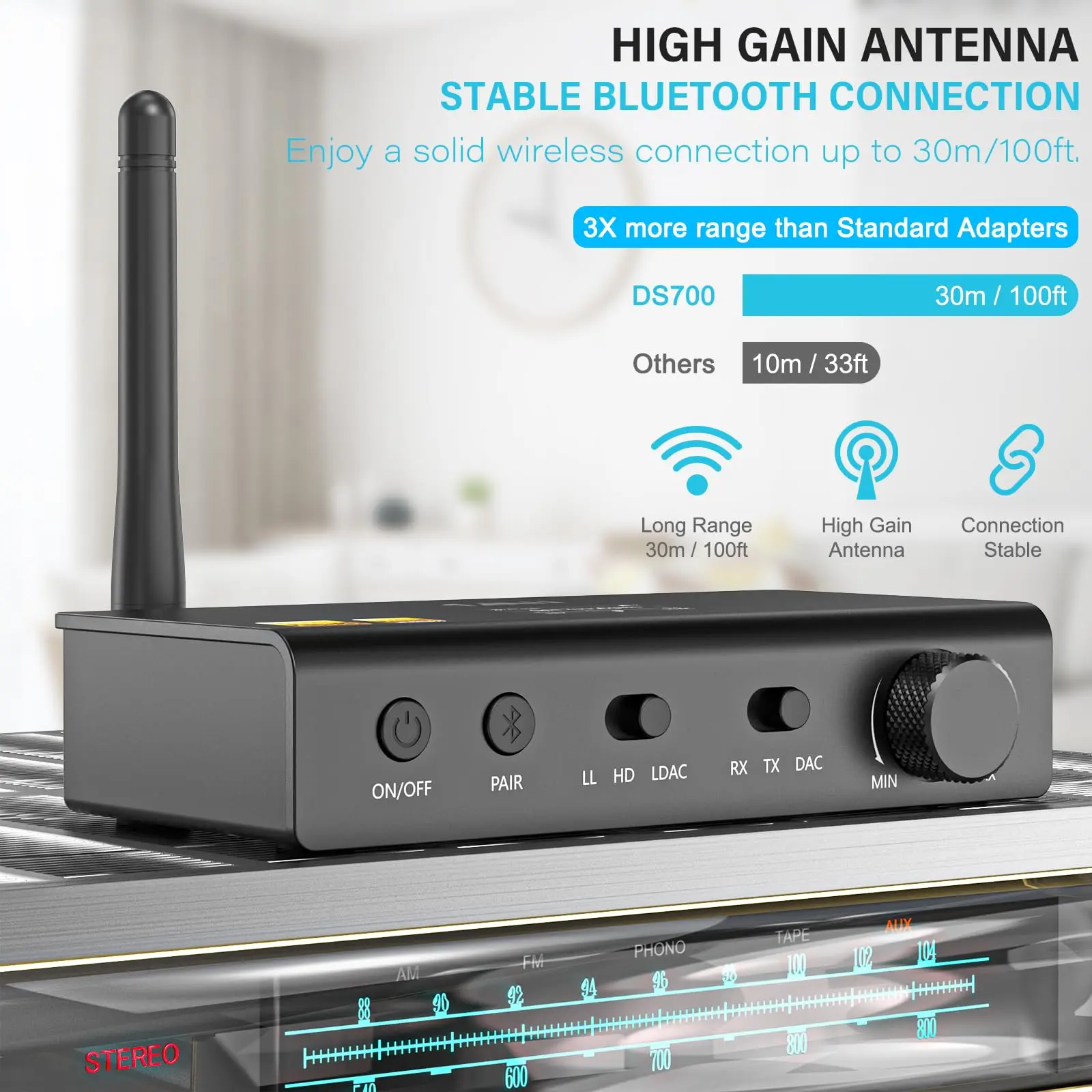 1mii-Bluetooth送信機,受信機,3-in-1,長距離Bluetoothアダプター,ldac