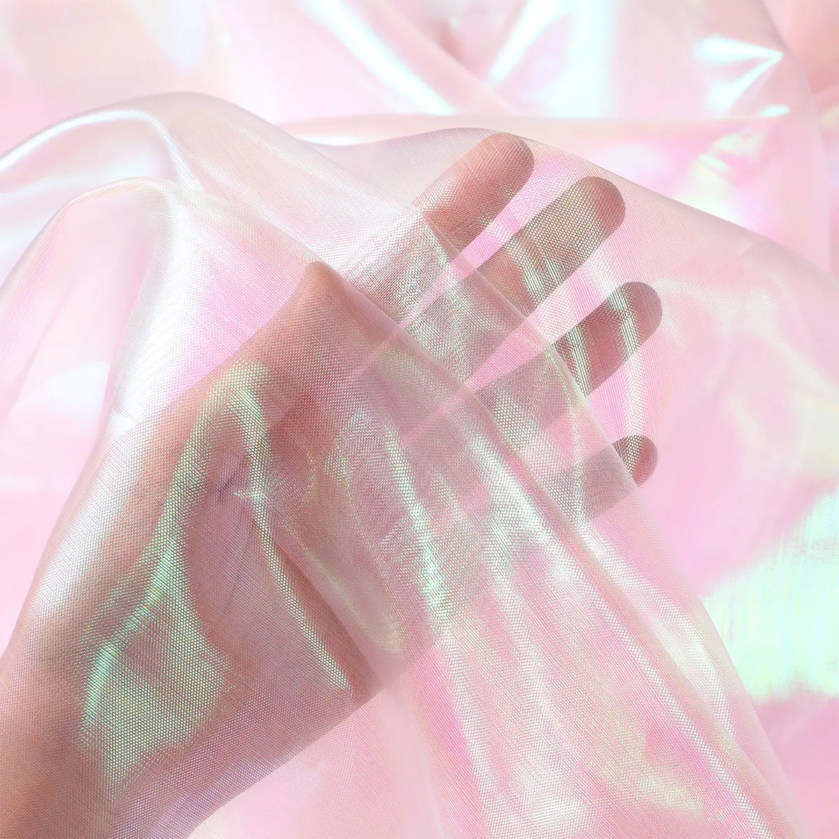 Laser Tulle Fluorescent Organza Fabrics Laser Shiny Designer Stage Wedding Decor Voile Transparent Handmade Materials