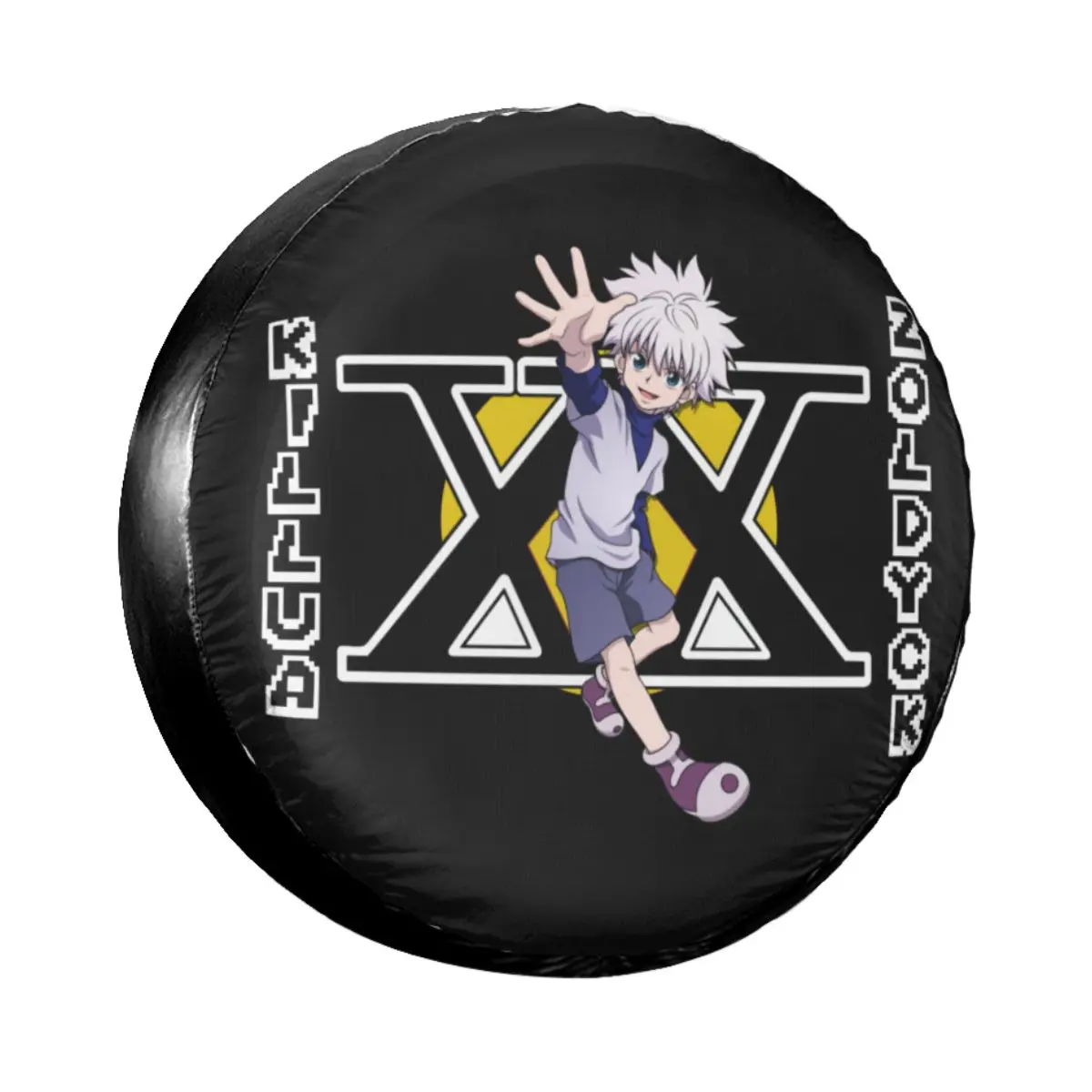 

HXH Killua Zoldyck Spare Tire Cover Case Bag Pouch Anime Hunter X Hunter Wheel Covers for Suzuki Mitsubish 14" 15" 16" 17" Inch