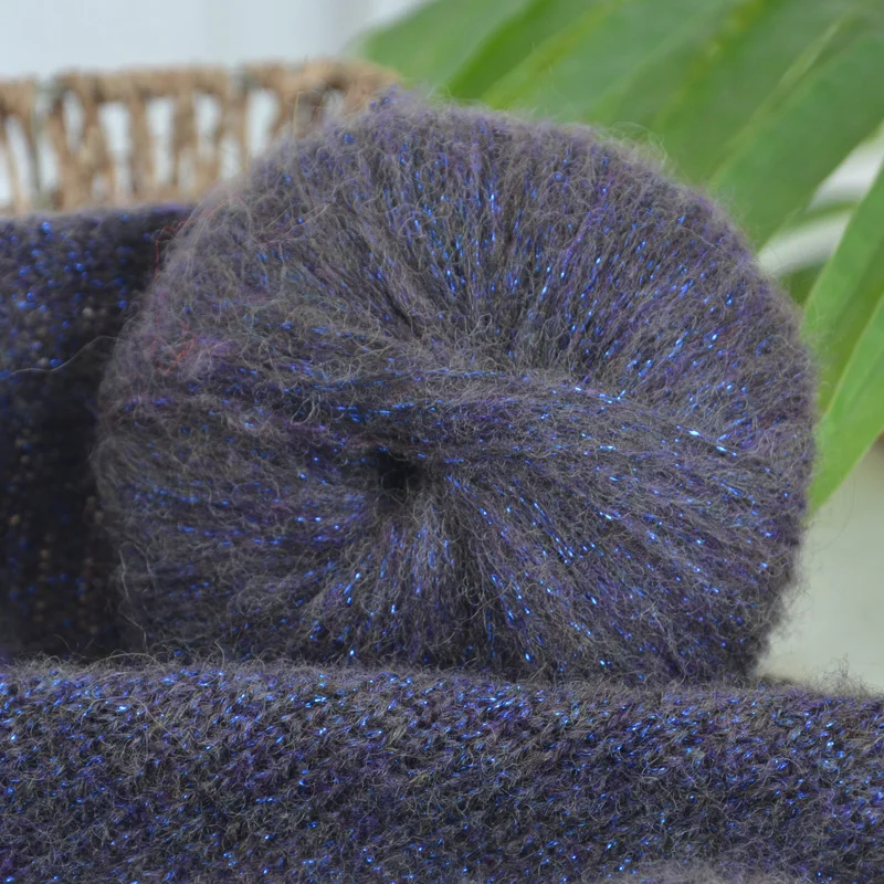 250g Large Bag of Shiny Wool and Mohair Yarn with Colorful Glitter, DIY Materials for Hand-Knitted Gifts, Knitted Autumn and Winter Women's Fashion Sweaters, Scarves, Hats, Shawls, Scarves, Scarves, 10 Gauze Balls Per Bag 5