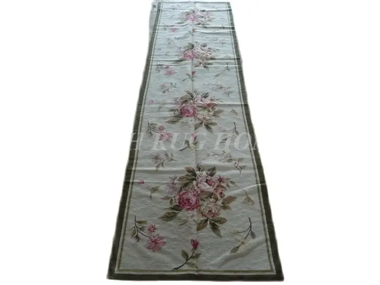 

Free shipping 2.5'x10' Runner Handmade Floral English Garden Wool Needlepoint Rug