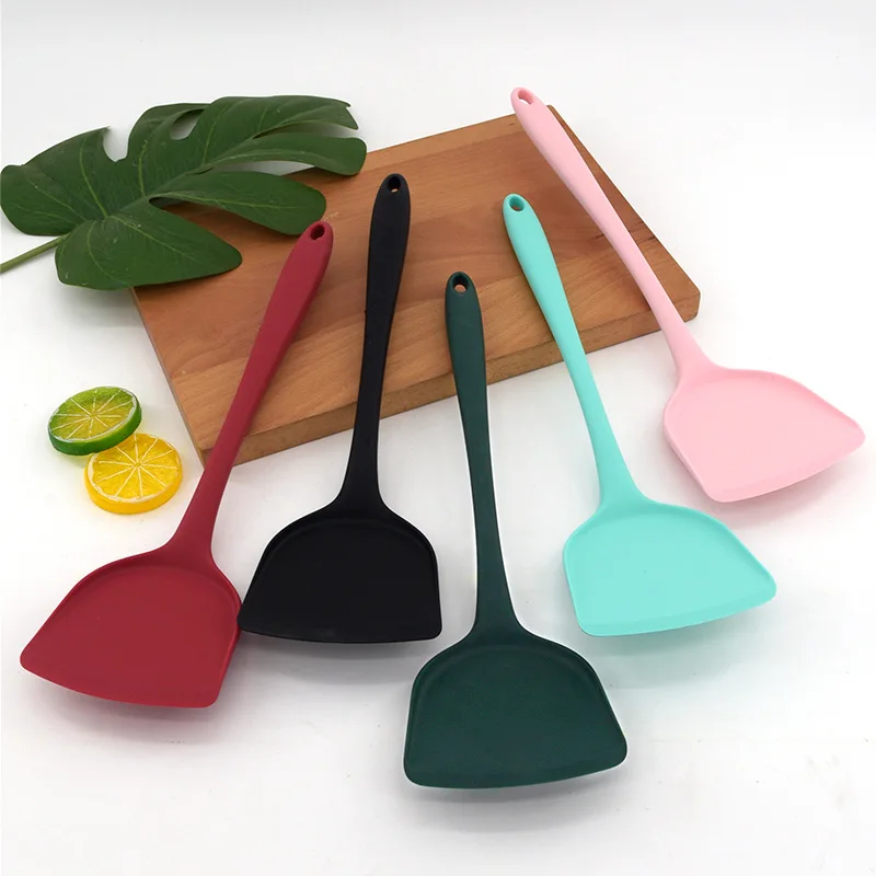 Yesbay Cooking Spatula Hollow Long Handle Silicone Beef Meat Egg Kitchen  Scraper Wide Pizza Shovel Cooking Utensils