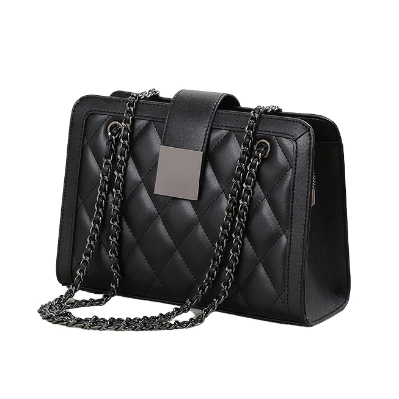 

New Women's Leather Rhombus Shoulder Bag Fashion Versatile Chain Small Square Bag