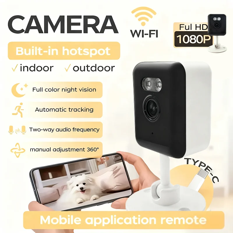 2.4G WiFi Smart Indoor/Outdoor Security Camera for Home,Baby/Elder/Pet Camera With Phone App,Color Night Vision 2-Way Audio 1