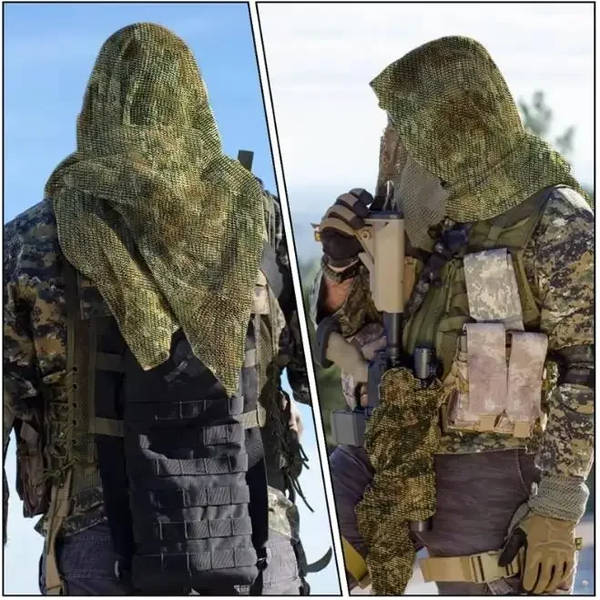 Sciarpa Mimetica in Rete Traspirante, Maschera per il Viso, Copricapo per Sport all'Aperto, Campeggio, Ciclismo, Escursionismo - immagine 2