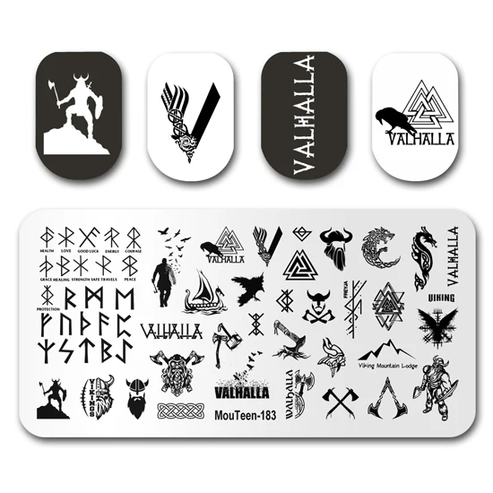 Art Nail Stamp MouTeen186 Mixed Line Art Nail Stamping Plates Manicure Set For Nail Art Stamper 2