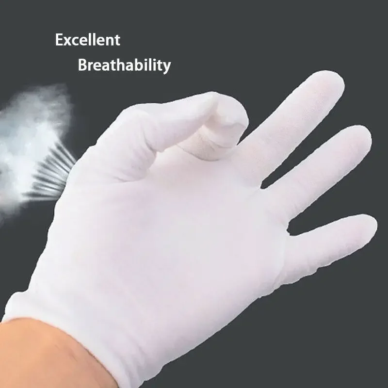 Thicken White Cotton Gloves For Dry Hands Moisturizing Eczema Inspection Work Gloves Washable Stretchable Cloth 1Pair cotton gloves cotton work gloves