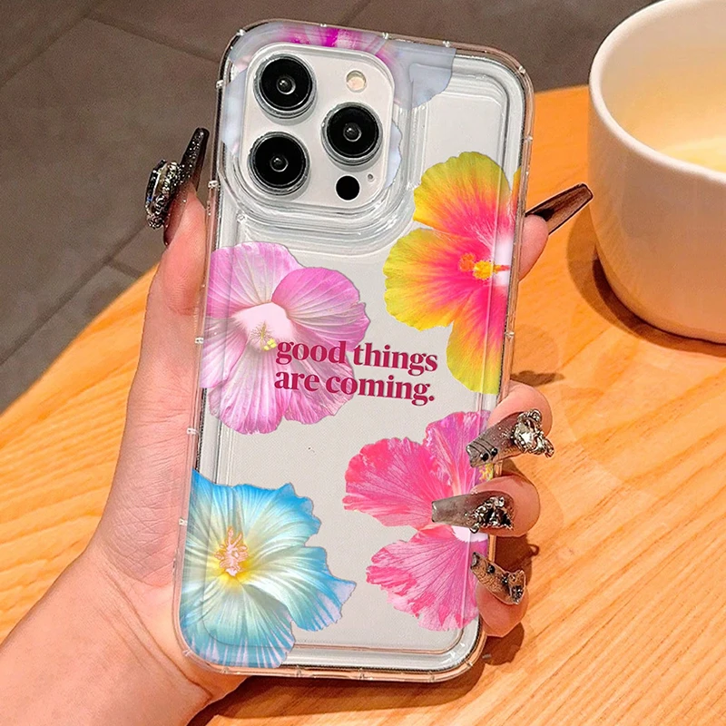 Art Hibiscus Floral Clear Silicone Phone Case