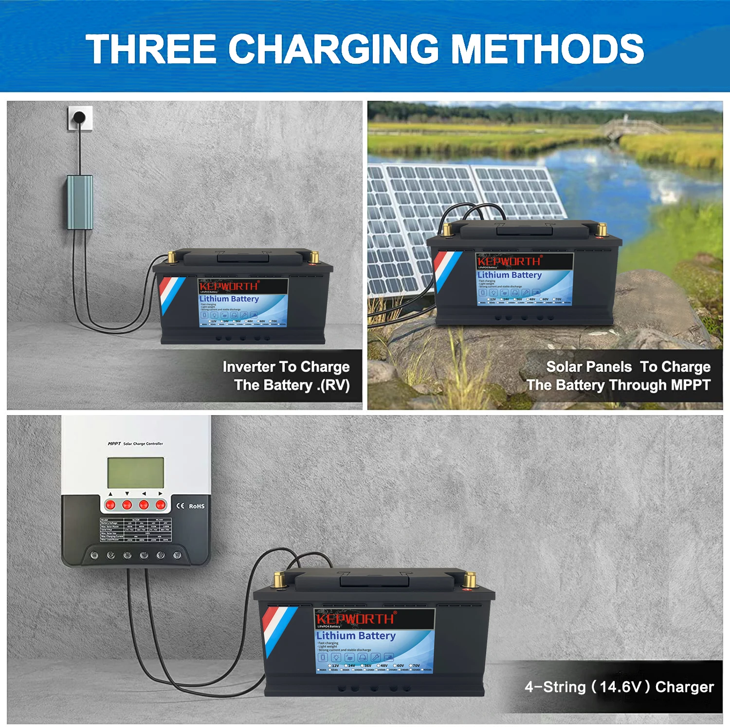 DEESPAEK LiFePO4 Battery 12V 60Ah Lithium Battery with Upgarded BMS,  Rechargeable Deep Cycle Lithium Iron Phosphate Batteries, Perfect for  Marine