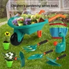 WizKidz Kids Gardening Tool Set with Wheelbarrow Watering Can Gloves Rake Shovel Trowel Double Hoe Apron Boys Girls Outdoor Toys 1