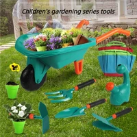 WizKidz Kids Gardening Tool Set with Wheelbarrow Watering Can Gloves Rake Shovel Trowel Double Hoe Apron Boys Girls Outdoor Toys 1