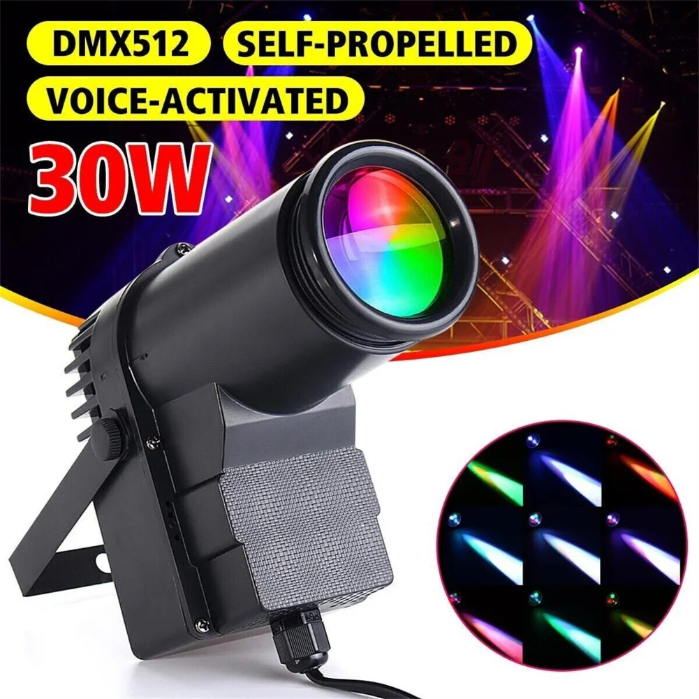 

30W Led Ball Party Lights With Stand DMX512 Voice Controlled 360° Rotating Stage Strobe Lamp Spotlight