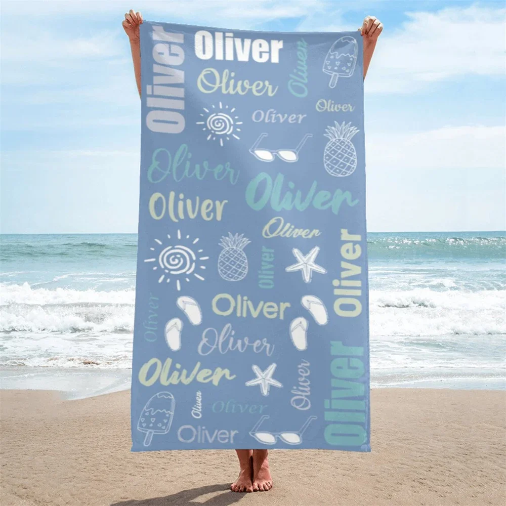 Multi Color Font Design Beach Towel Personalized Name Bath Towel Custom Pool Towel Beach Towel With Name Outside Birthday