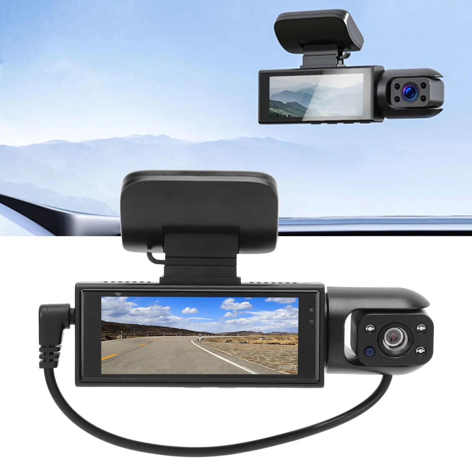 Driving Video Recorder Reversing Visible Car Dash Cam Loop Recording Motion Detection Night Vision 3.16inch for Driving Safety